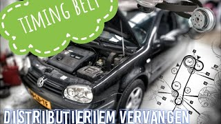 TIMING BELT SERVICE  DISTRIBUTIERIEM VERVANGEN VOLKSWAGEN GOLF 4 16 [upl. by Loftis]