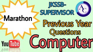 COMPUTER PREVIOUS YEAR QUESTIONSJKSSB SUPERVISOR [upl. by Enuahs878]