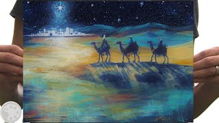 How to Paint a Christmas Scene with Acrylics  The Three Wisemen Painting [upl. by Yelahs]