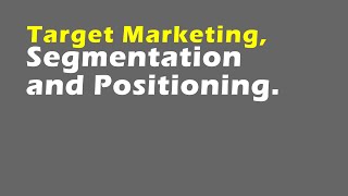 Target Marketing Segmentation and Positioning [upl. by Anolahs320]