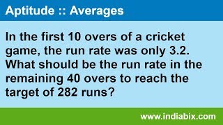 Finding Run Rate  Averages  Aptitude  IndiaBIX [upl. by Marbut]