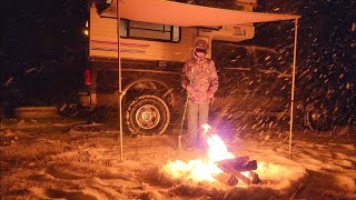 Truck Camping In A Winter Storm [upl. by Kenwrick954]