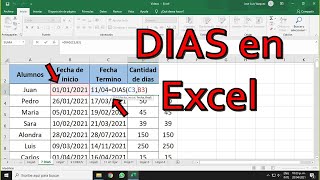 Excel Formula para contar días entre fechas [upl. by Kannav]