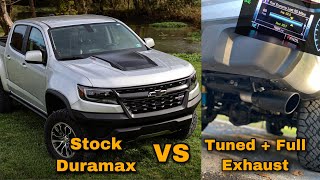 Tuned Colorado Diesel w Downpipe amp Exhaust vs Stock Colorado ZR2 Duramax [upl. by Dlanger]