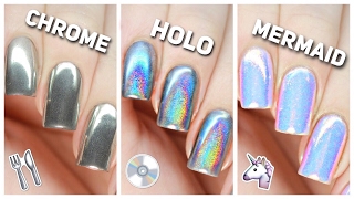 Apply Chrome Holo amp Mermaid Nail Powders PERFECTLY [upl. by Caril]