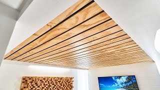 How To Make A Wood Slat Ceiling [upl. by Shanney]