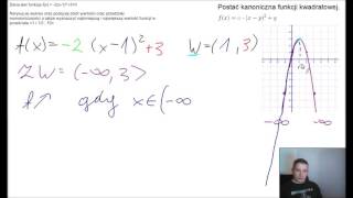 Zbiór wartości przedziały monotoniczności funkcji kwadratowej [upl. by Adnolrehs]