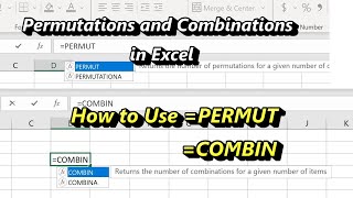 Combinations and Permutations Formulas in Excel [upl. by Nyrac]