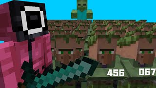 Squid Game with 456 Villagers HARDCORE MINECRAFT [upl. by Rosdniw]