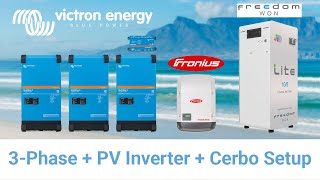 Victron 3Phase MultiPlus II System setup with Cerbo GX amp Fronius PV Inverter [upl. by Hayifas]