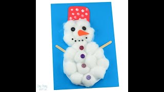 Cotton Ball Snowman Craft Idea for Kids [upl. by Grand]