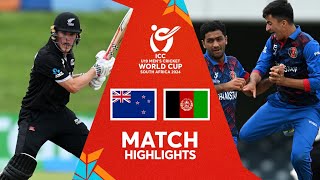 New Zealand v Afghanistan  Match Highlights  U19 CWC 2024 [upl. by Atisusej]