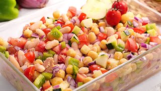 Ensalada de Garbanzos muy Rápida Fácil y Fresquita [upl. by Naujid]