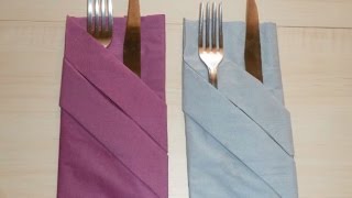 Napkin Folding  Silverware Pouch Paper Towel Folding Tutorial [upl. by Martinic]