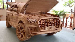 Wood Carving  Audi Q7 2021 New Model  Wooden Car [upl. by Zarla]