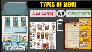 Different types of Menu A la carte vs table d’ hôte [upl. by Gonroff247]