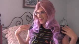 Crossdressing Product Review Purple Wig by XampY Angel [upl. by Gwyneth]