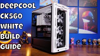 DeepCool CK560 WH white mid tower case review and build guide [upl. by Annoled]