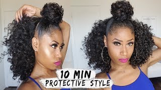 EASY 10MIN BUN  HALF DOWN CURLY STYLE  hair howto [upl. by Carlotta]