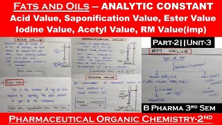 Fats and Oils  Analytic constant  part2  pharmaceutical organic chemistry 2  B pharma 3rd sem [upl. by Intyrb]