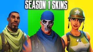 ALL SEASON 1 SKINS in FORTNITE SEASON 1 SKINS SHOWCASE  Fortnite Battle Royale [upl. by Clippard]