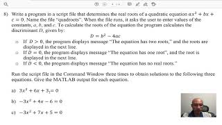 MATLAB  Quadratic Formula [upl. by Osrock]