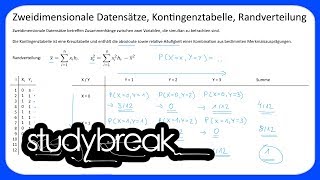 Zweidimensionale Datensätze Kontingenztabelle Randverteilung  Statistik [upl. by Nahgem]