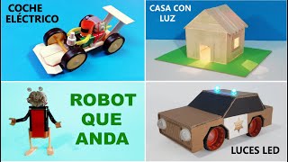 PROYECTOS ESCOLARES Coche eléctrico casa con luz robot electrico y auto de policia con luces [upl. by Sturges]