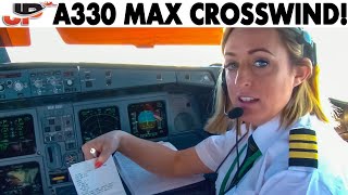 Landing AER LINGUS A330 with MAXIMUM CROSSWIND  Cockpit Views [upl. by Aniret]