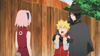 Boruto And Sasuke Meet Kid Sakura Sasuke Tries To Escape From Sakura  Boruto Episode 129 [upl. by Turtle]