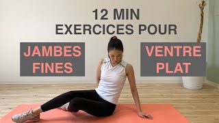 12 MIN EXERCICES POUR JAMBES FINES ET VENTRE PLATSLIM LEG amp SLIM WAIST WORKOUT [upl. by Nylrats]