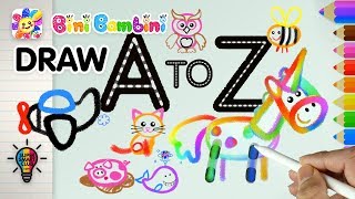 Draw Animals amp Alphabets AZ Easy Coloring Animation Part 1 [upl. by Enelkcaj]