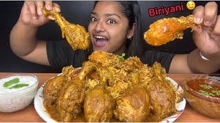 CHICKEN TIKKA BIRIYANI WITH SPICY CHICKEN CURRY  BIG BITES  INDIAN MUKBANG  FOOD EATING VIDEOS [upl. by Rici387]