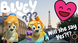 😍💍 Bluey  Uncle Rad Proposes to Aunt Frisky in Paris 😍 Disney Jr  ABC Kids [upl. by Ricker]