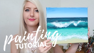 PAINTING TUTORIAL Acrylic Ocean for Beginners  Katie Jobling Art [upl. by Metsky]