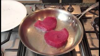 Searing ahi tuna steaks [upl. by Iblehs]