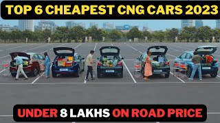 TOP 6 CHEAPEST CNG CARS UNDER 8 LAKHS 2023 [upl. by Boaten864]