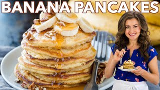 The Best BANANA PANCAKES Recipe [upl. by Ahtelat547]