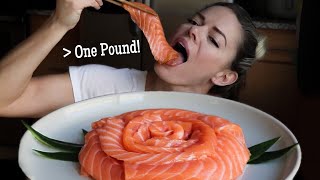 Giant Salmon Sashimi Flower Mukbang [upl. by Haerr728]