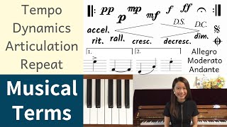 What are the common MUSICAL TERMS and SIGNS Beginner Piano Lessons 10 [upl. by Nnalatsyrc640]