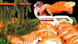 ASMR MUKBANG  Giant Salmon Sashimi amp Salmon Sushi amp Sea Grapes EATING SHOW [upl. by Yentihw485]