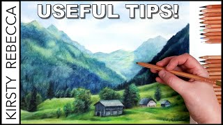 How to draw a LANDSCAPE using COLOURED PENCIL [upl. by Sheeran702]