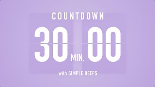 30 Min Countdown Flip Clock Timer  Simple Beeps 🫐 🔔 [upl. by Luke270]