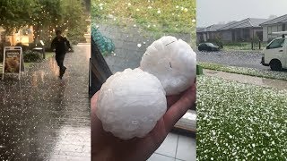 Huge hail stones battered Sydney Dec 20 2018 [upl. by Ednew268]