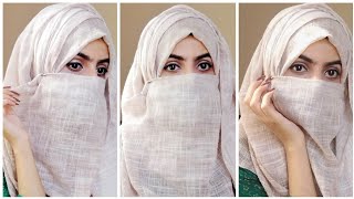 Hijab style with Niqab 2021  Full Coverage  Side layers Hijab Tutorial  Hijab Tutorial [upl. by Charmaine32]