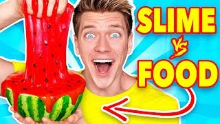 Making FOOD out of SLIME Learn How To Make DIY Mystery Slime vs Real Edible Candy Challenge [upl. by Gladi950]