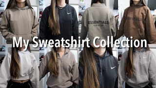 MY SWEATSHIRT COLLECTION 2021  Essentials Aritzia Nike etc [upl. by Bogey]