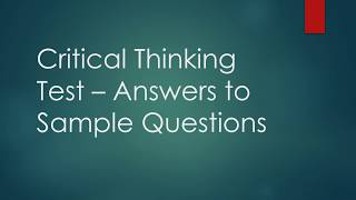 Critical Thinking Test  Answers to Sample Questions [upl. by Onfroi]