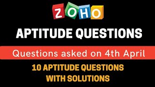 Zoho Latest Aptitude Questions with solutions  4th April 2021  BiNaRiEs [upl. by Acinnad]