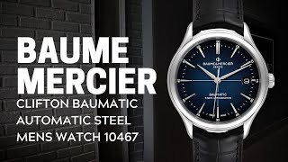 Baume Mercier Clifton Baumatic Automatic Steel Mens Watch 10467  SwissWatchExpo [upl. by Eimme33]